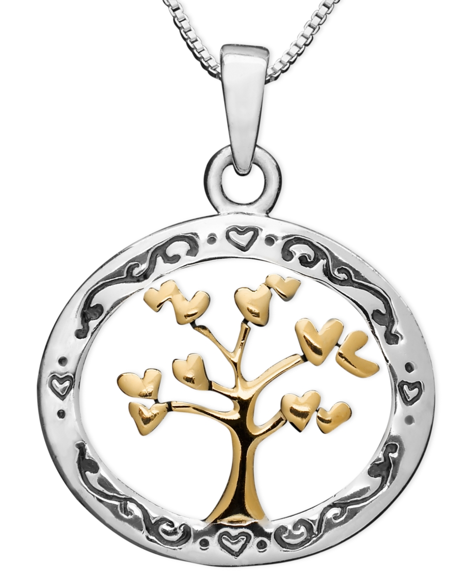 14k Gold and Sterling Silver Pendant, Family Tree   Necklaces