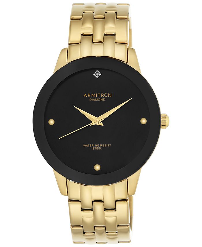 Armitron Men's Gold-Tone Diamond Accent Bracelet Watch 42mm 20-4952BKGP ...