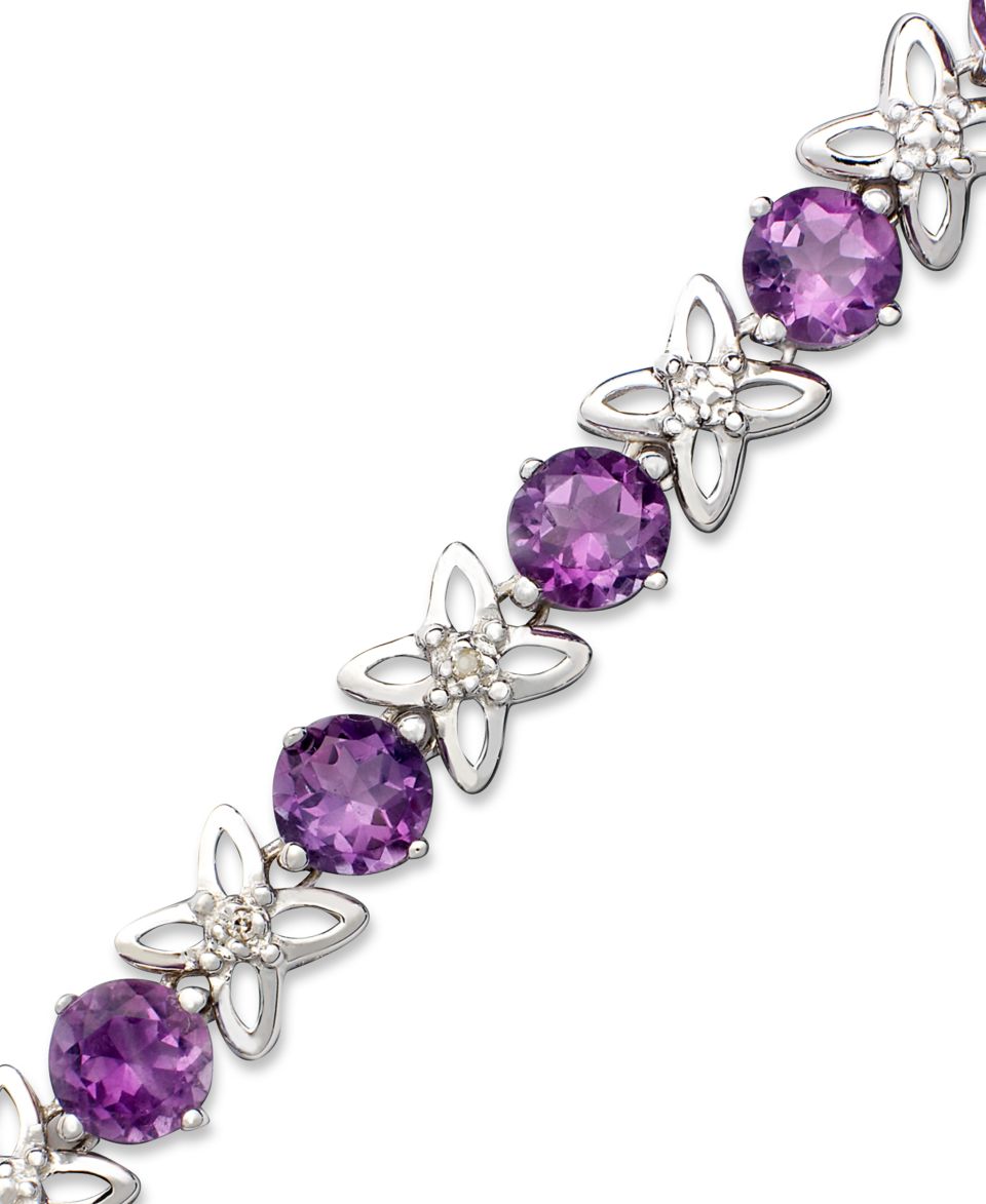 Sterling Silver Bracelet, Amethyst (13 ct. t.w.) and Diamond Accent