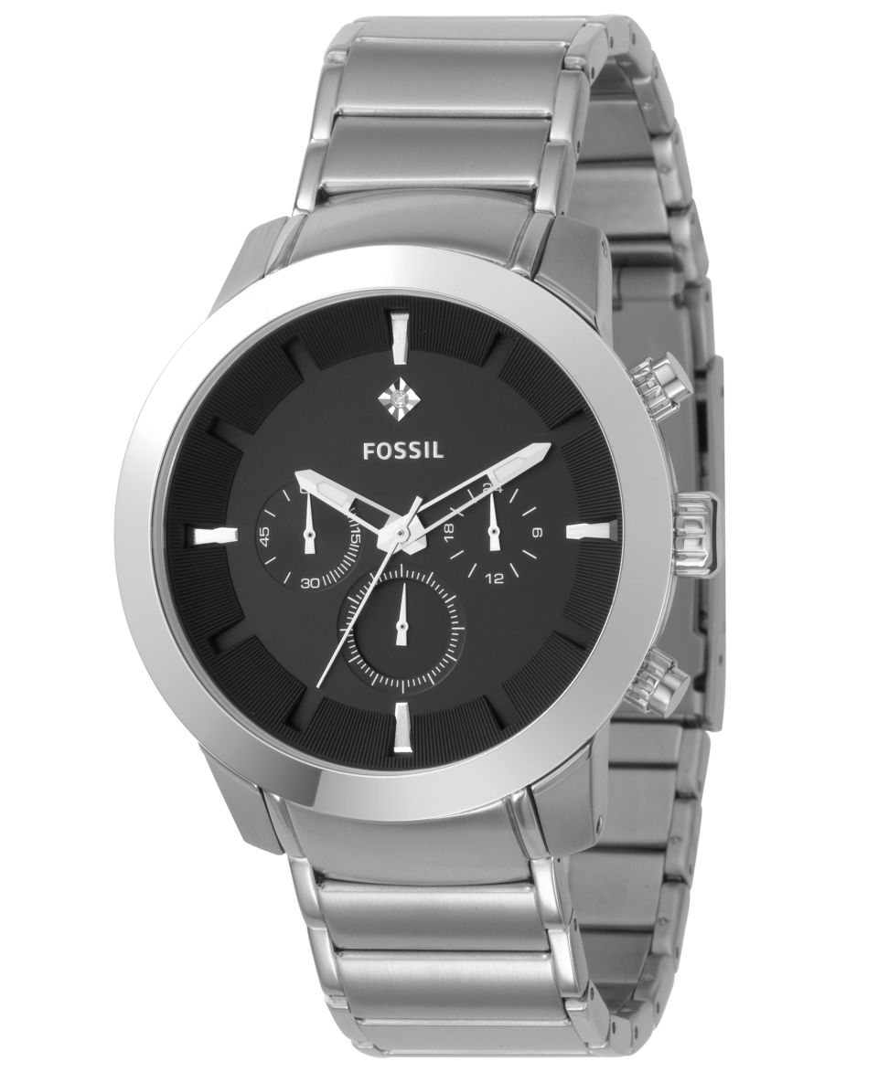 Fossil Watch, Mens Chronograph Diamond Accent Stainless Steel
