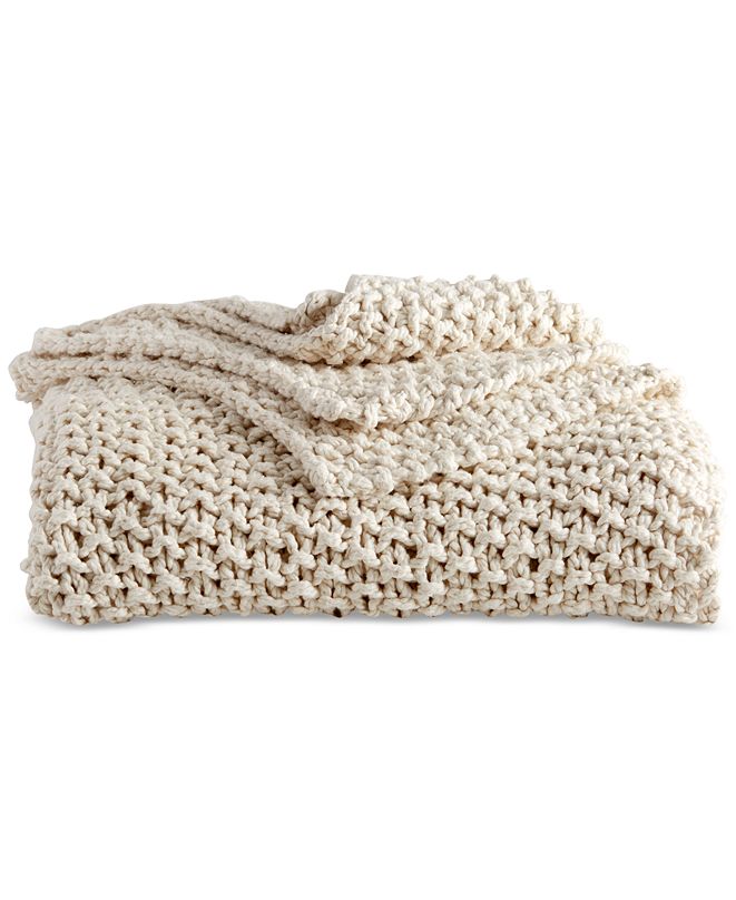 DKNY PURE Cotton Chunky Knit Throw & Reviews Blankets & Throws Bed