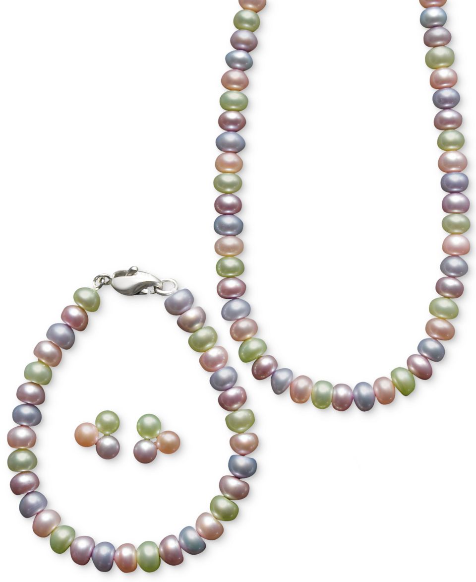 Fresh by Honora Pearl Necklace and Earring Set, Sterling Silver