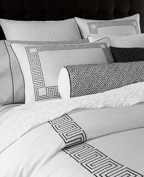 Hotel Collection Greek Key Cotton King Duvet Cover, Created for Macy's