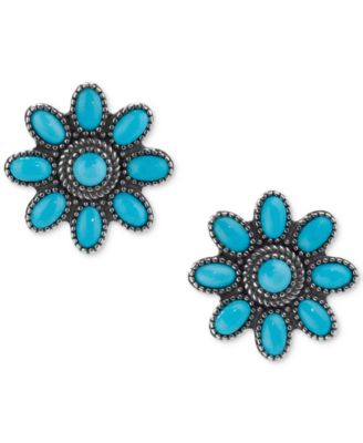turquoise flower stud earrings