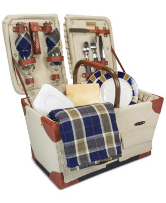 Корзина для пикника Picnic Time Pioneer в клетку с коричневым акцентом