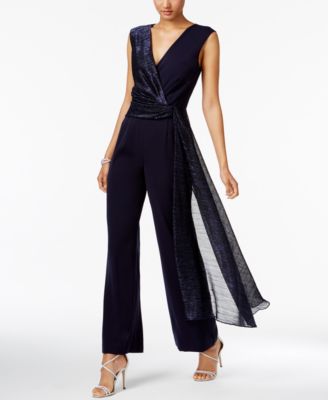 tahari metallic jumpsuit