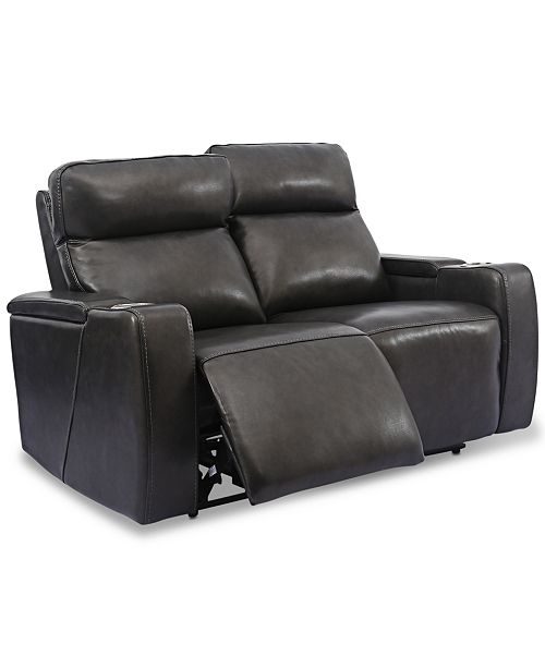 Furniture Oaklyn 61 Leather Loveseat With Power Recliners Power Headrests And Usb Power Outlet Reviews Furniture Macy S