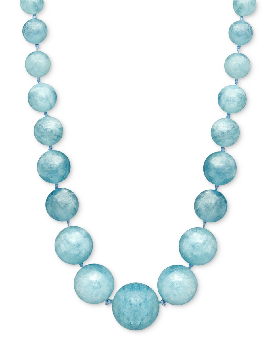 14k Gold Necklace, Aquamarine Graduated Bead (400 ct. t.w.)   Necklaces   Jewelry & Watches