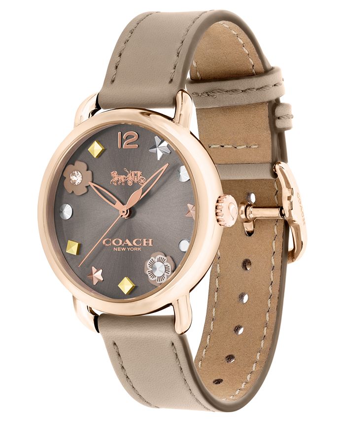 COACH Women's Delancey Gray Leather Strap Watch 36mm & Reviews