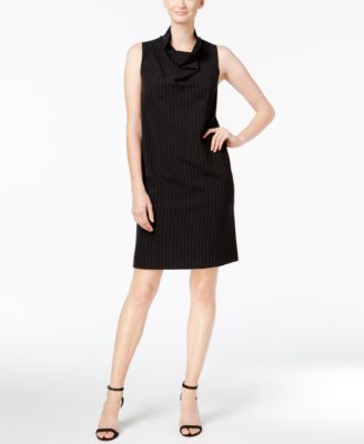 black pinstripe sheath dress