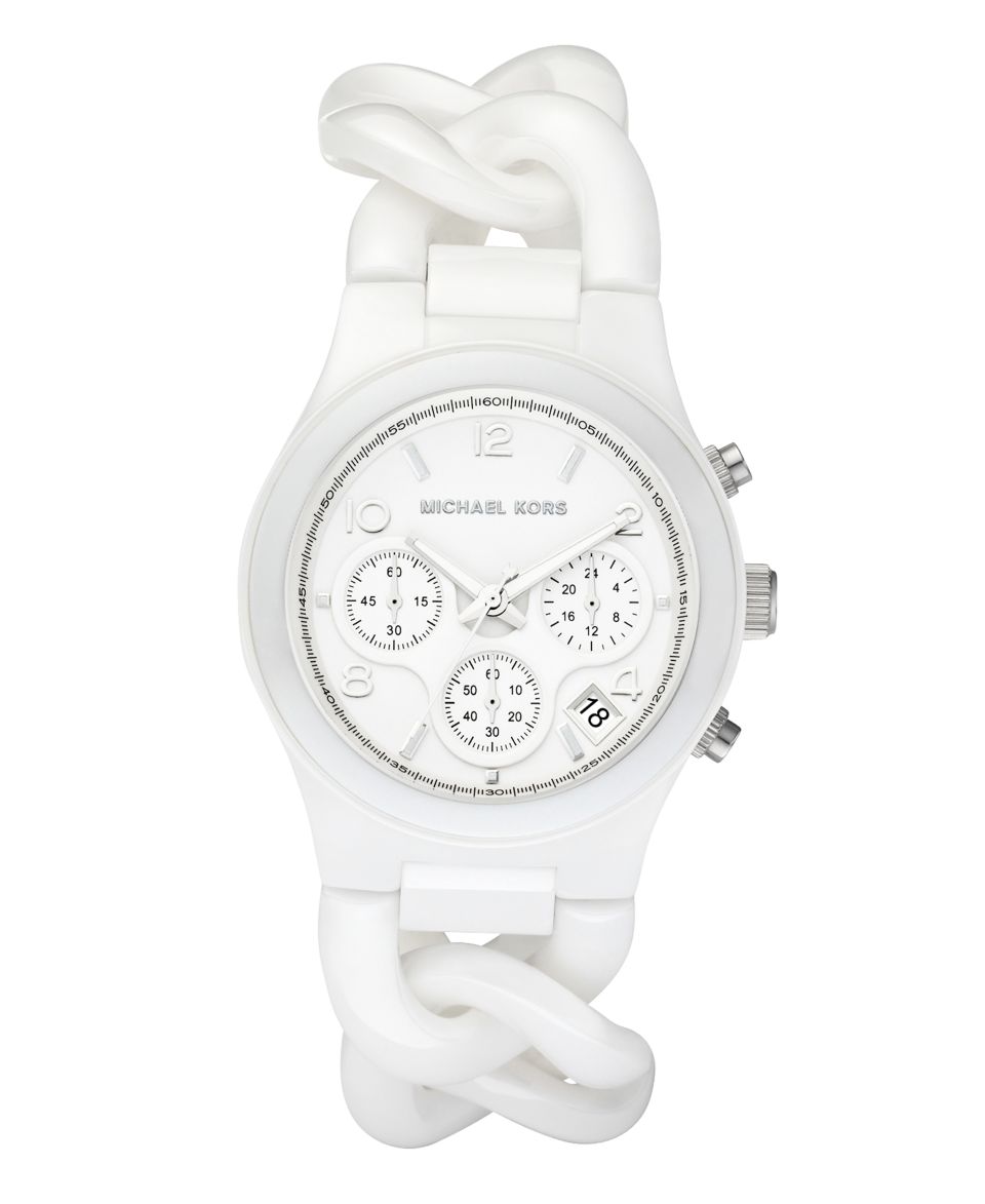 Michael Kors Watch, Womens Chronograph White Ceramic Chain Link Bracelet MK5387   Watches   Jewelry & Watches