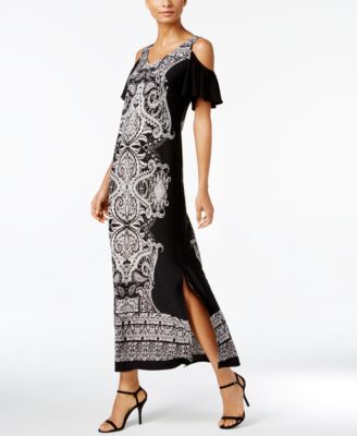 msk cold shoulder maxi dress