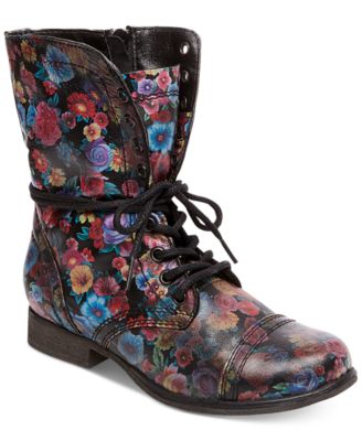combat boots with flowers