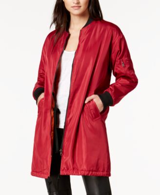 women's long bomber coat