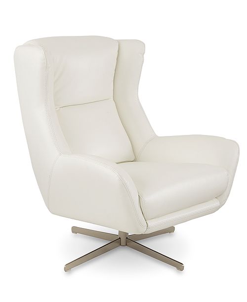 Furniture Trivoly 34 Leather Swivel Wing Chair Created For Macy S Reviews Chairs Furniture Macy S