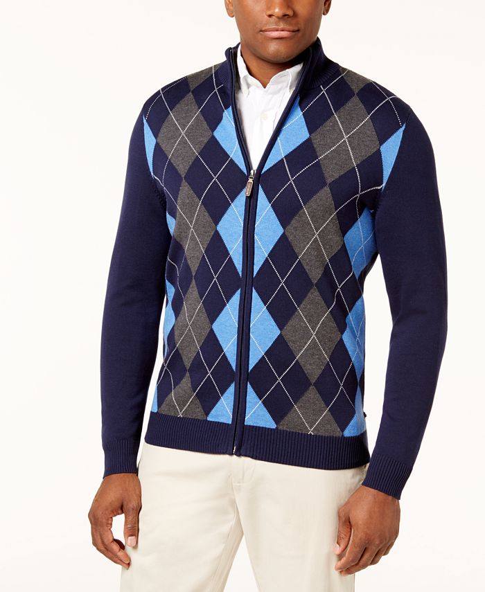 Club Room Men's Argyle FullZip Pima Cotton Sweater, Created for Macy's