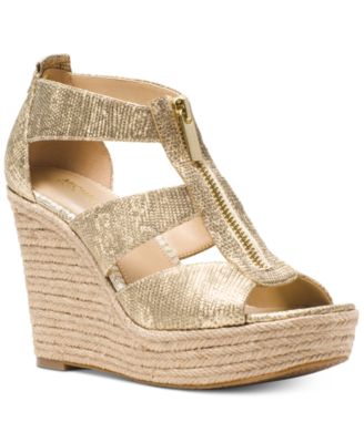 michael kors gold wedge shoes