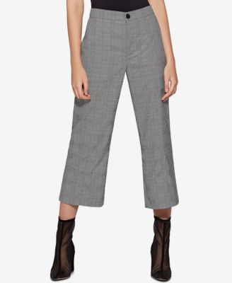 plaid wide leg cropped pants