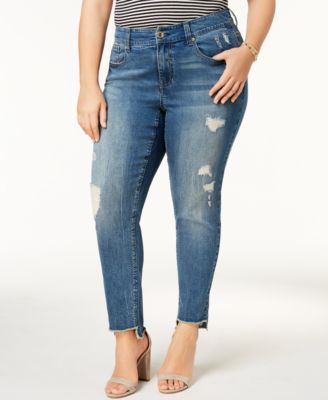 plus size distressed ankle jeans