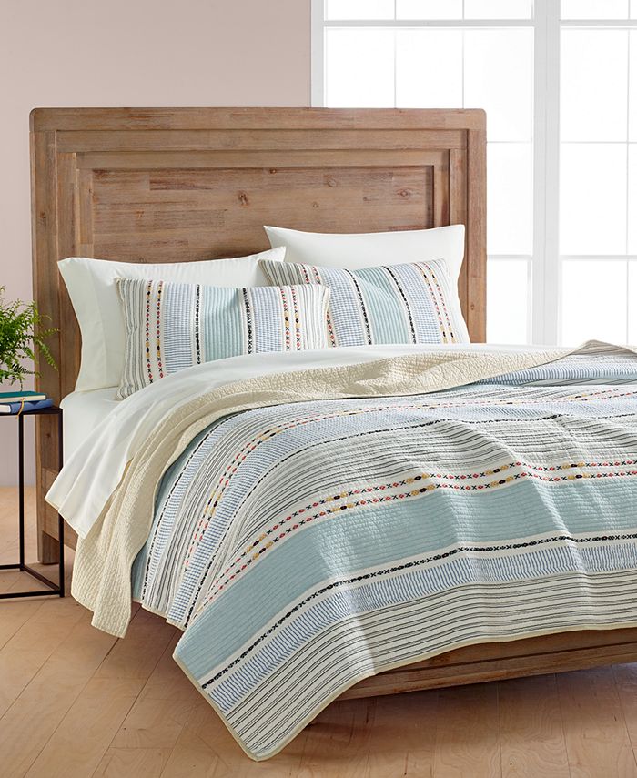 Martha Stewart Collection Cotton EarthTone Stripe Full/Queen Quilt