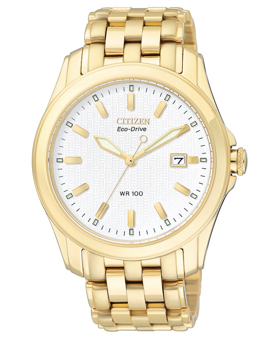 Citizen Watch, Mens Eco Drive Gold Tone Stainless Steel Bracelet 40mm