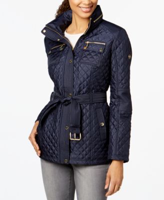 Michael Kors Hooded Belted Quilted Coat 
