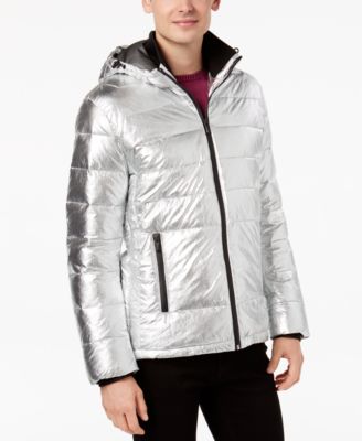 calvin klein silver puffer jacket