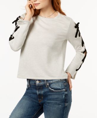 lace up sleeve sweatshirt