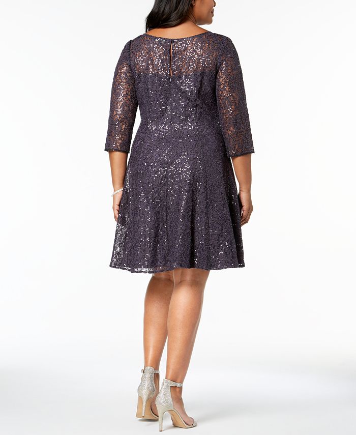 SL Fashions Plus Size Sequined Lace Fit & Flare Dress & Reviews ...