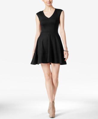 cap sleeve fit and flare dress