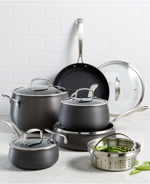 Belgique Hard Anodized 11 Pc Cookware Set Created For Macy S Reviews Cookware Kitchen Macy S