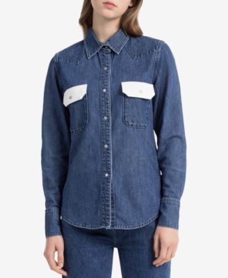 calvin klein western denim shirt