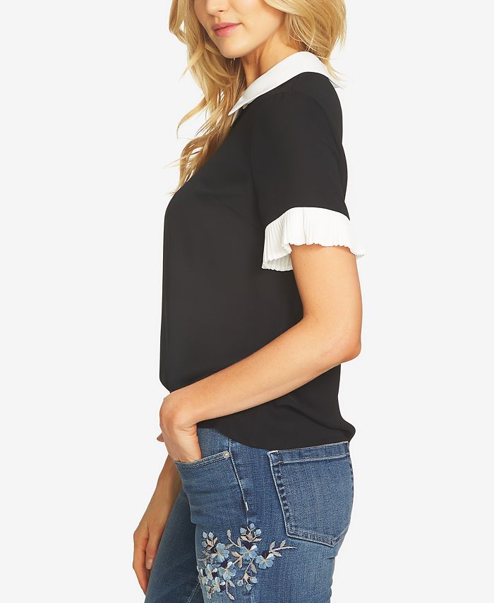 colorblocked collared blouse