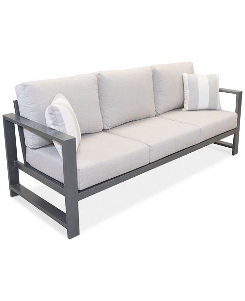 Furniture Aruba Grey Aluminum Outdoor Sofa With Sunbrella Cushion Created For Macy S Reviews Furniture Macy S