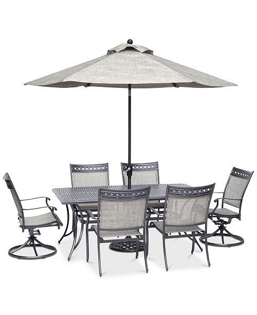 Furniture Vintage Ii Outdoor Cast Aluminum 7 Pc Dining Set 72 X 38 Table 4 Sling Dining Chairs 2 Sling Swivel Chairs Created For Macy S Reviews Furniture Macy S