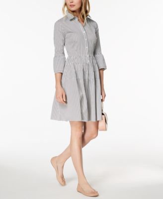 button down flare dress