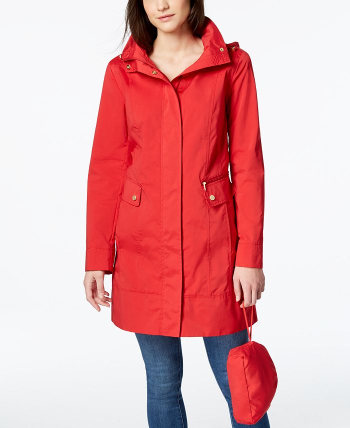 Cole Haan Petite Packable Hooded Water-Resistant Raincoat & Reviews ...