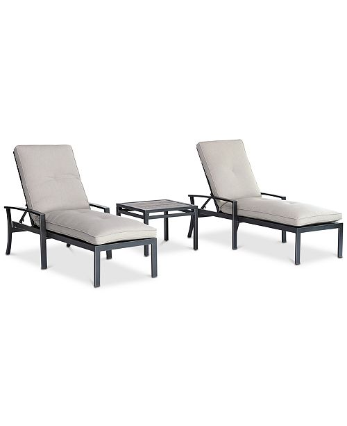 Furniture Marlough Ii Outdoor Aluminum 3 Pc Chaise Set 2 Chaise Lounges And 1 End Table With Sunbrella Cushions Created For Macy S Reviews Furniture Macy S