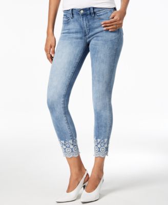 embroidered ankle jeans