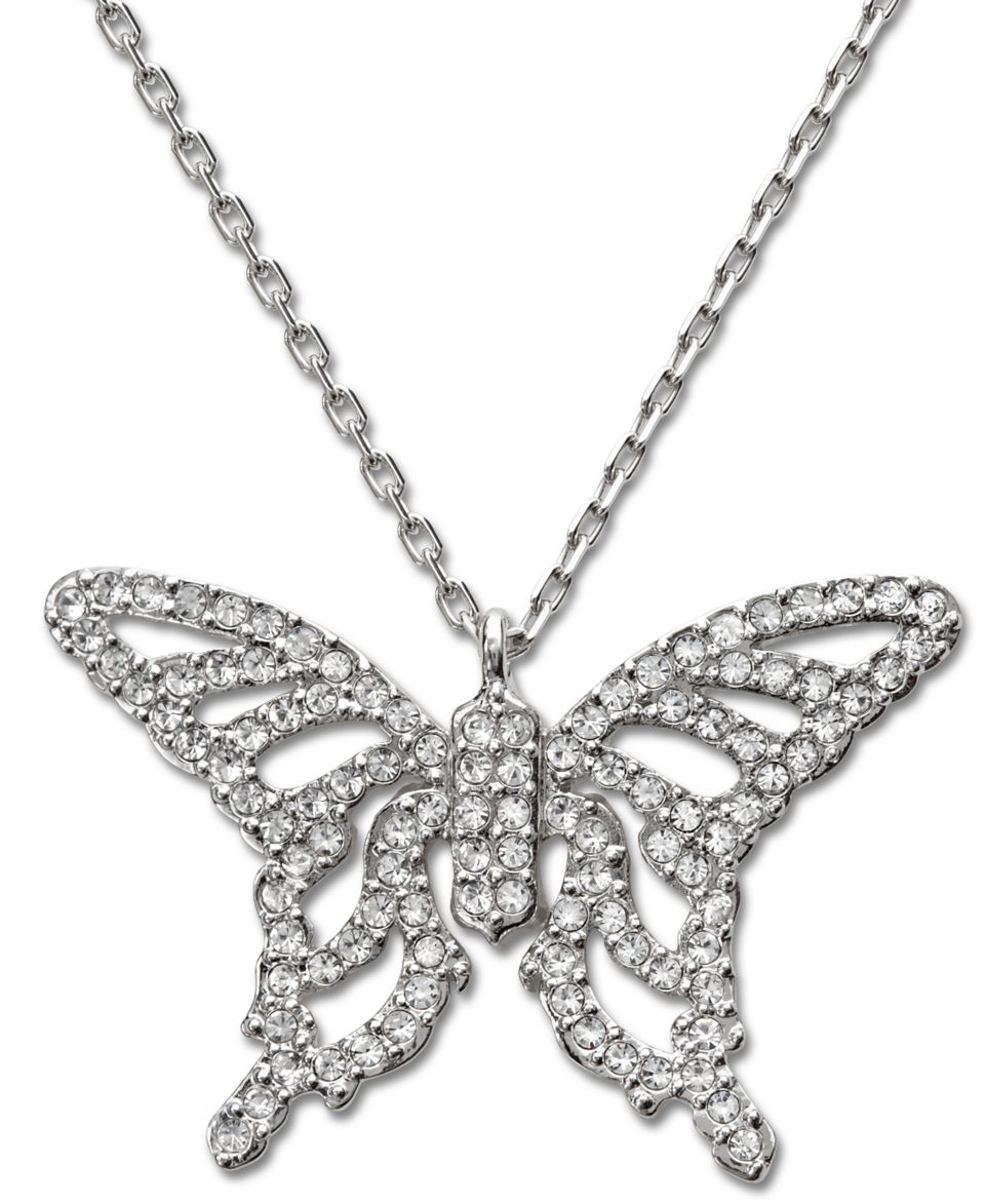 Swarovski Necklace, Silver tone Crystal Nightingale Pendant