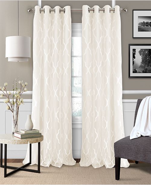 Elrene Bethany 52 X 95 Sheer Overlay Blackout Grommet Curtain Panel Reviews Window Treatments Blinds Macy S