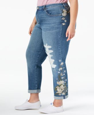 embroidered plus size jeans