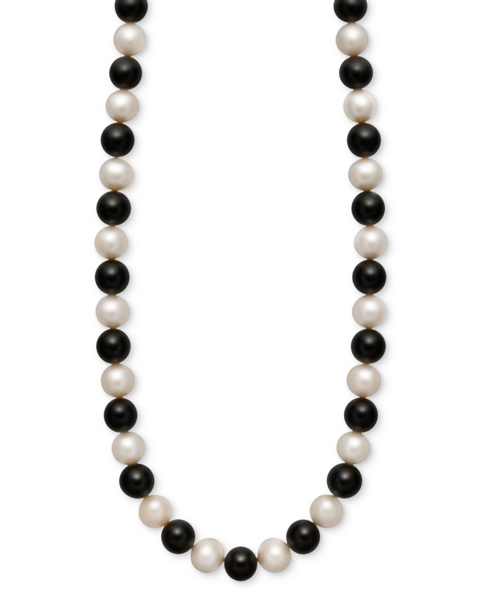 14k Gold Jewelry Set, Cultured Freshwater Pearl and Onyx Jewelry Set