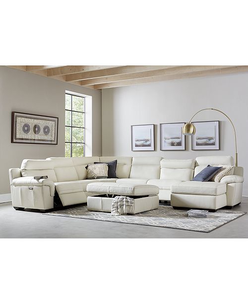 Furniture Julius Ii Leather Power Reclining Sectional Sofa Collection With Power Headrests And Usb Power Outlet Created For Macy S Reviews Furniture Macy S