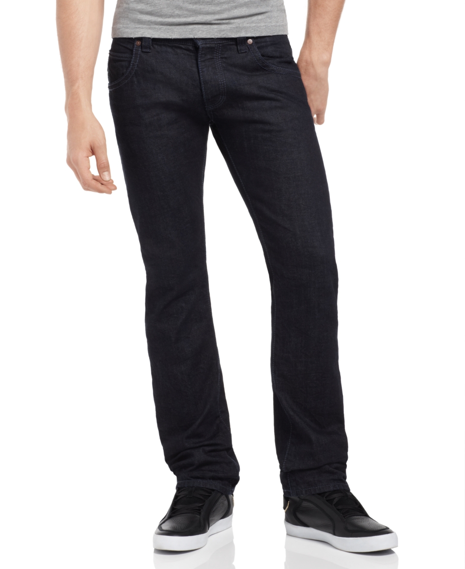 Armani Jeans Straight Leg Jeans, Crinkled Dark Wash