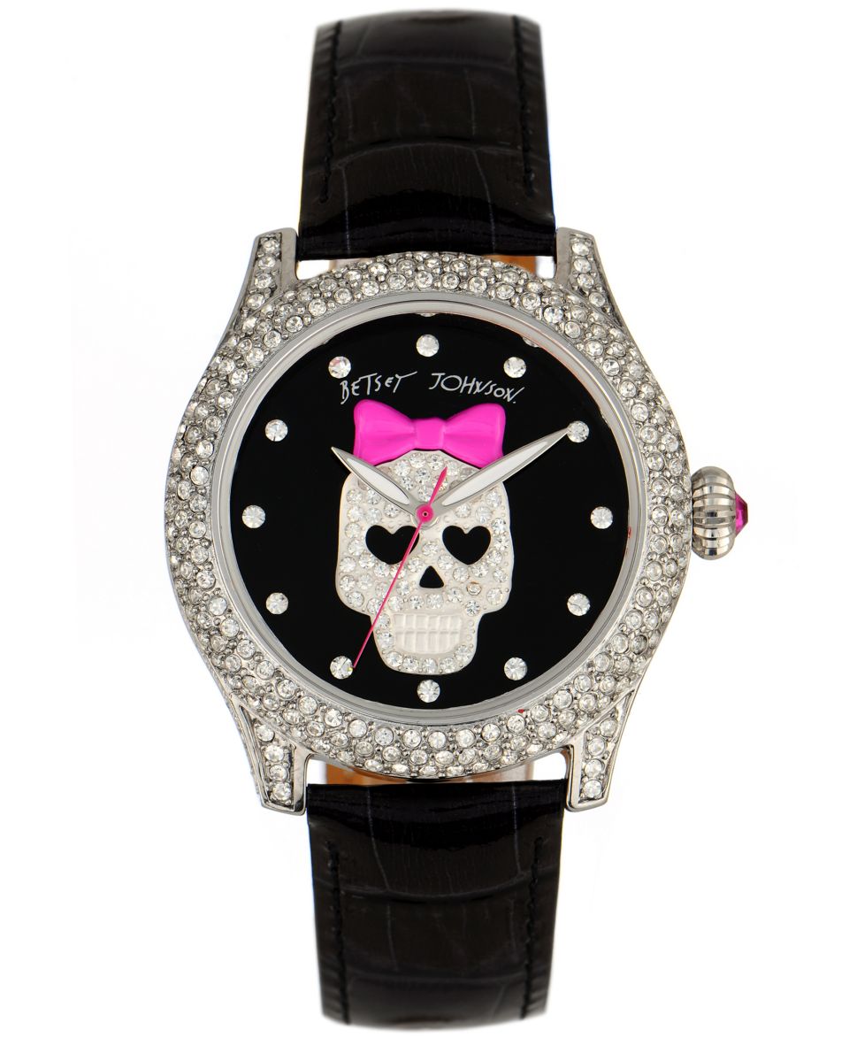 Betsey Johnson Watch, Womens Black Leather Strap BJ00019 18   A 