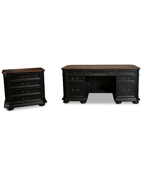 Furniture Beekman Home Office 2 Pc Furniture Set Executive Desk File Cabinet Reviews Furniture Macy S