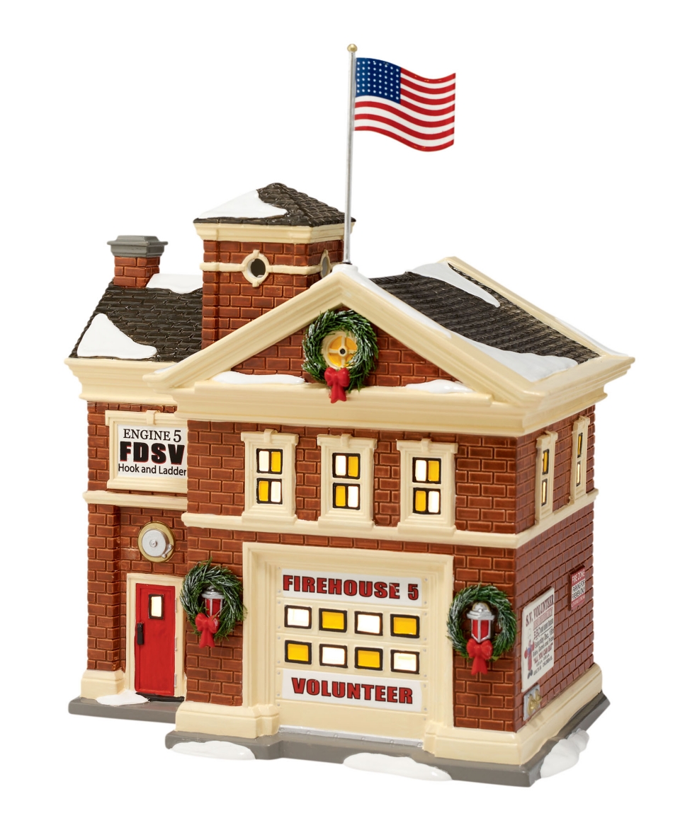 Department 56 Snow Village Firehouse No. 5 Collectible Figurine   Retired 2013   Holiday Lane