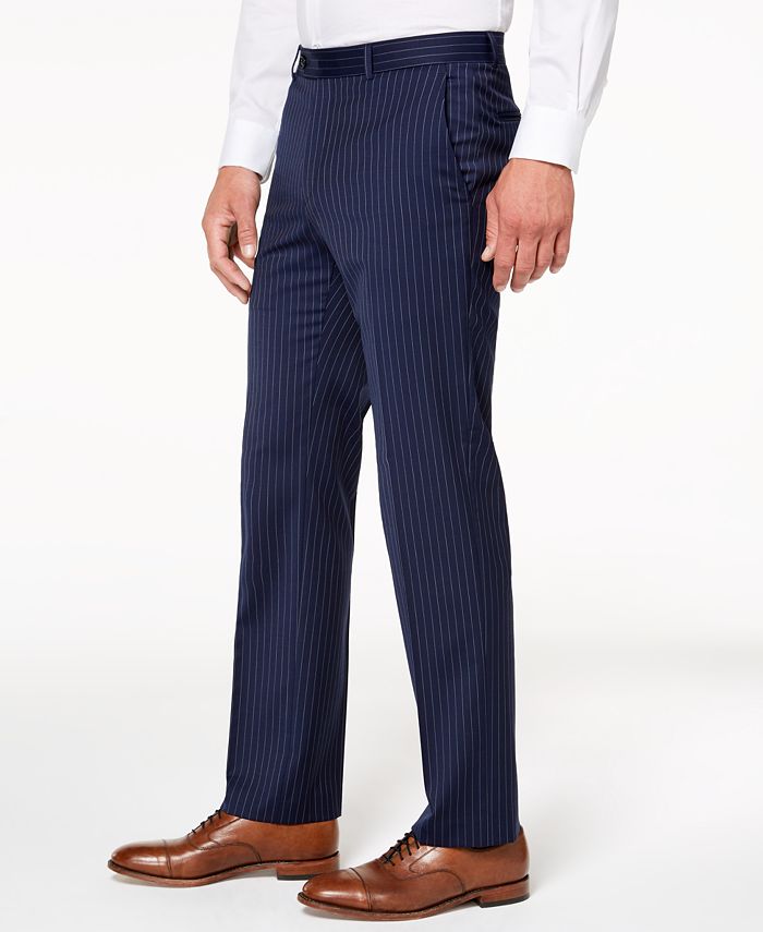 Tommy Hilfiger Men's Modern-Fit TH Flex Stretch Navy Pinstripe Suit ...