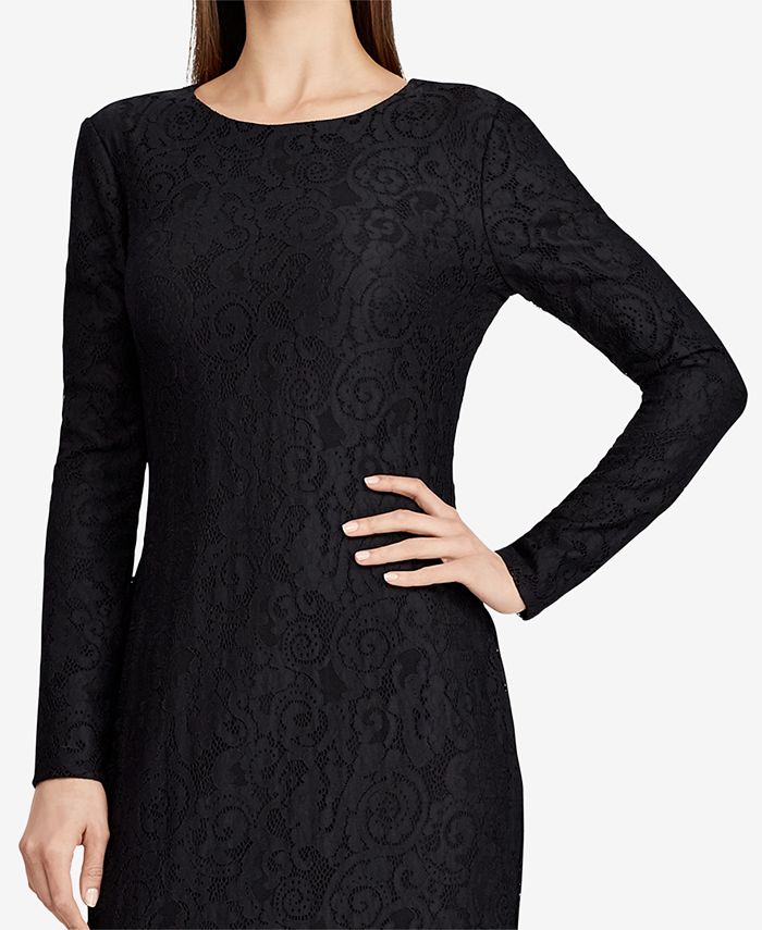 ralph lauren lace panel jersey gown